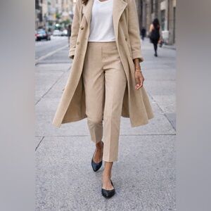 LAFAYETTE 148 | Cropped Bleeker Pants Sz 4 Tan Camel Wool Office career preppy